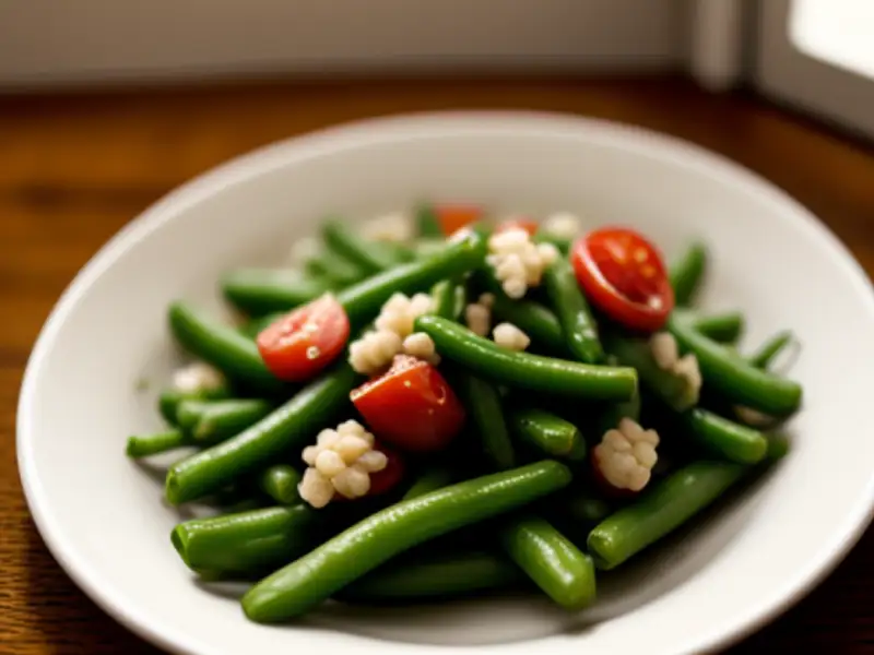 Fagiolini con pancetta e pomodori