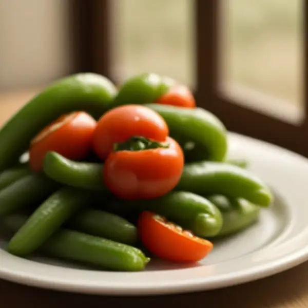 Fagiolini con pomodoro e peperone